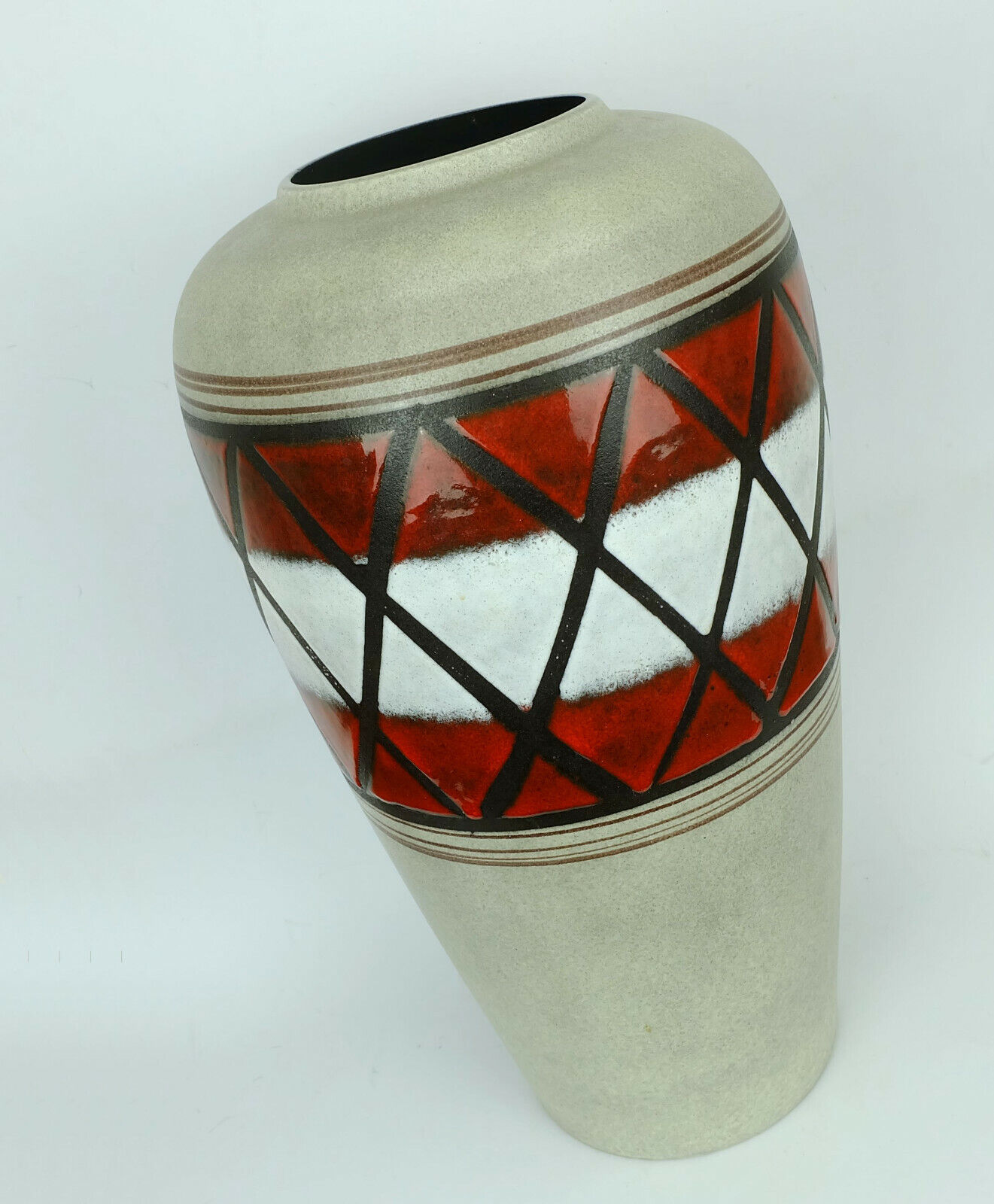 mid century VASE floorvase scheurich model 517-50 geometric decor heinz siery 1959
