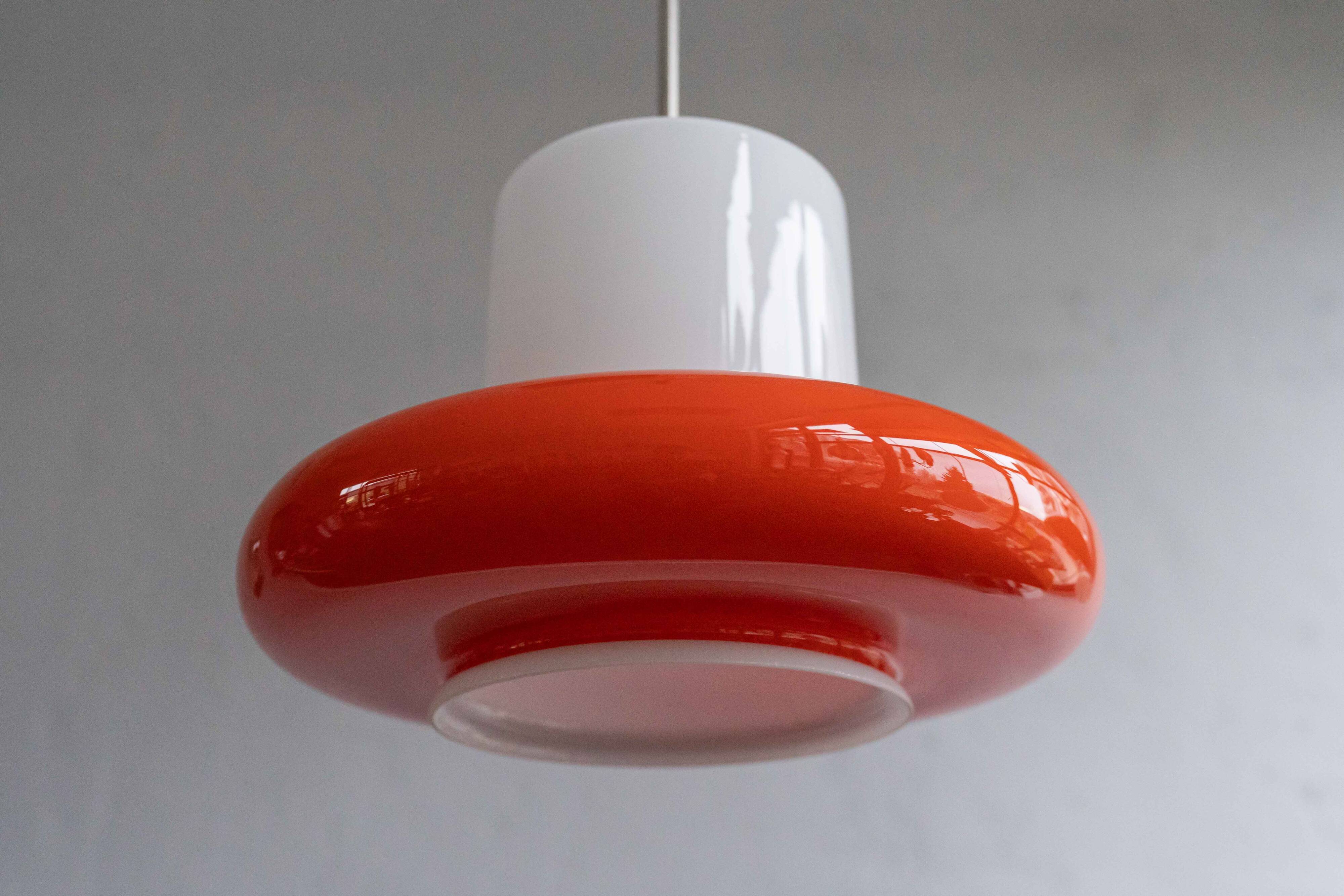 Vintage Czechoslovak Hanging Glass Lamp By Osvětlovací Sklo, 1970s