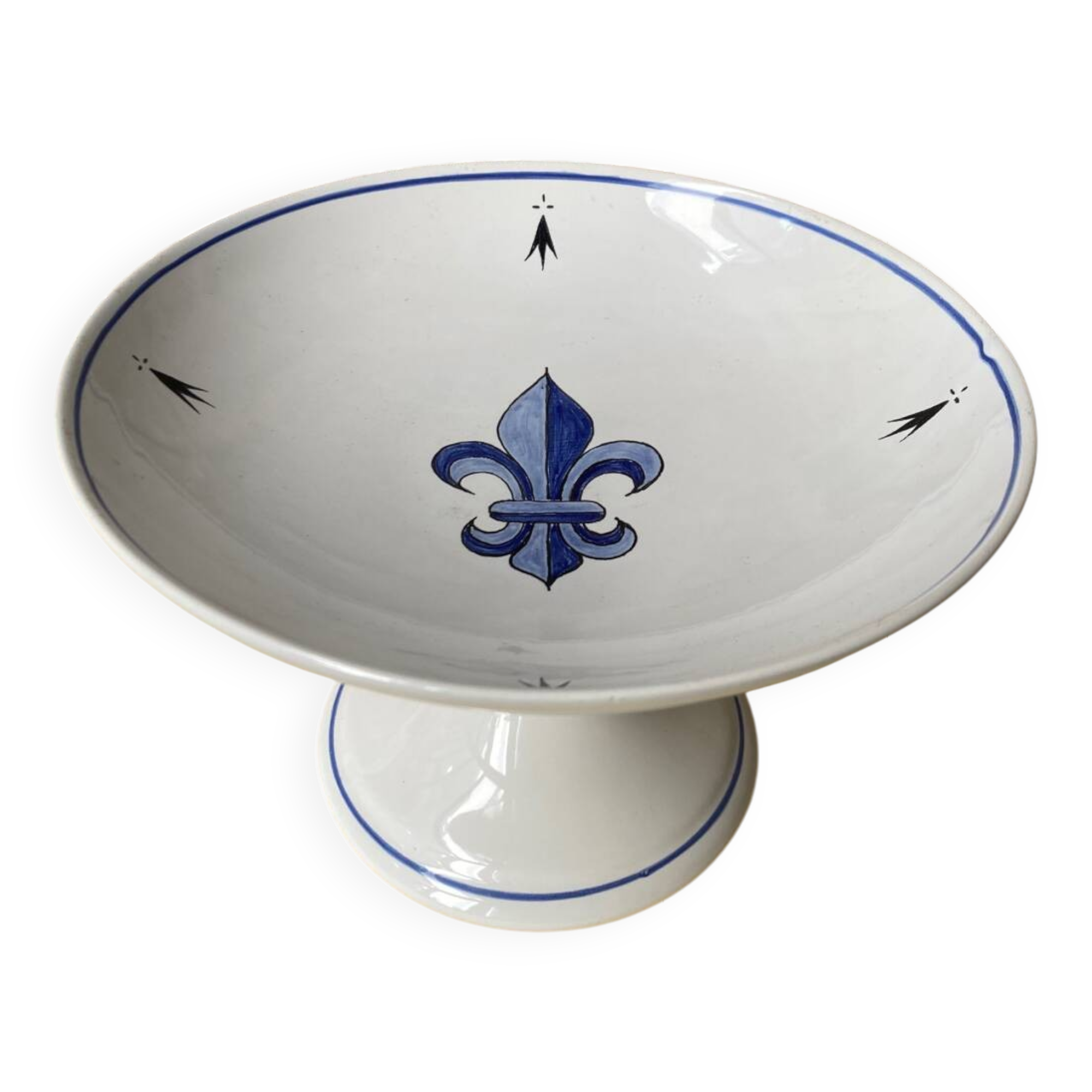 Fleur-de-lis earthenware fruit bowl signed Henriot