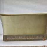 1960s, Danish 2-seater sofa, green furniture velour, beech wood legs.