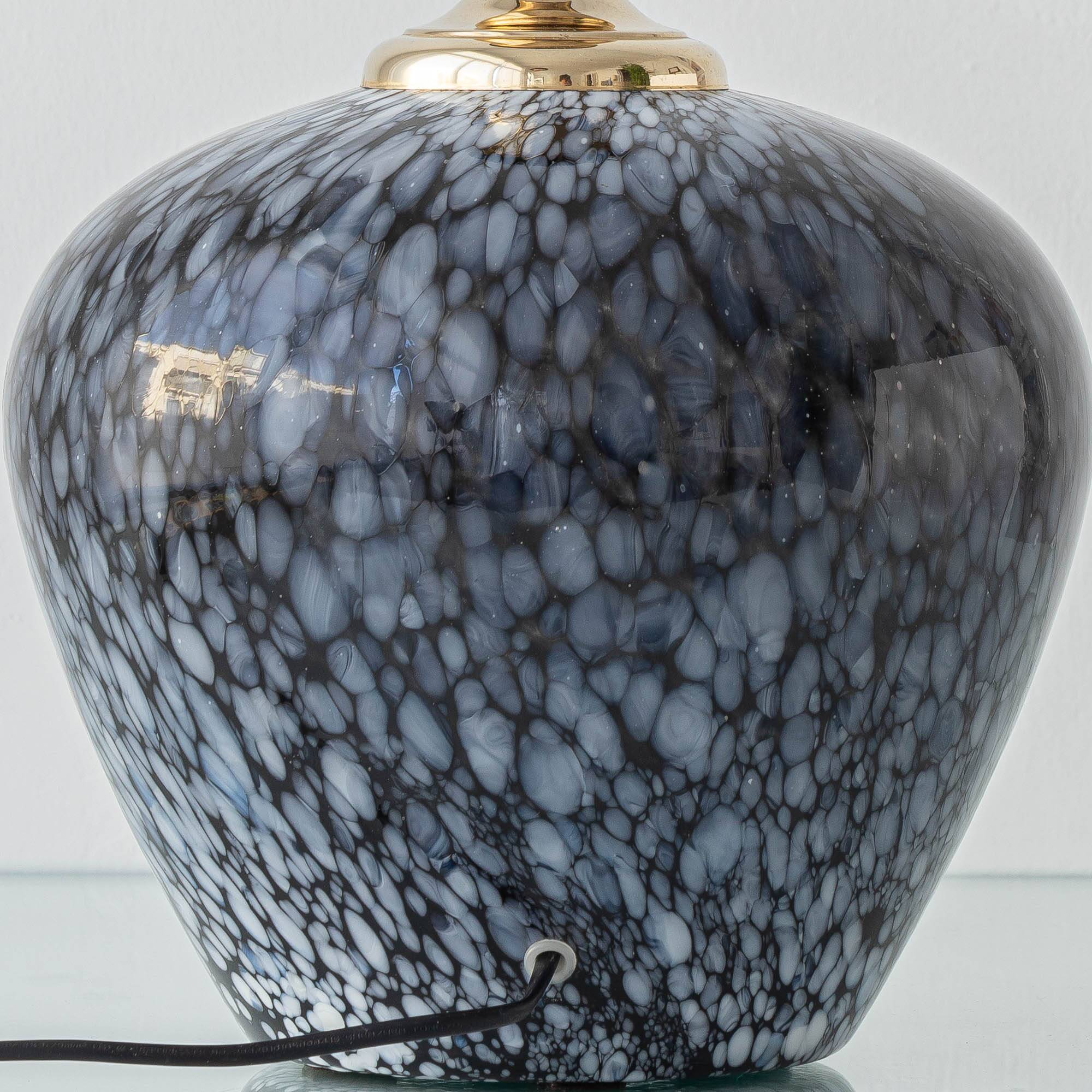 Venini Murano Glass Table Lamp, Black and White Spotted, Italy, circa 1970s