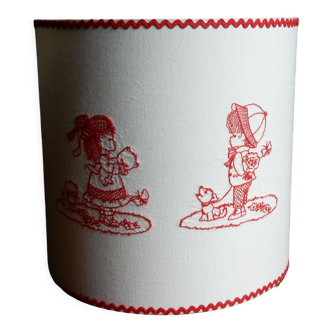 Wall lamp childish red embroidery 80s