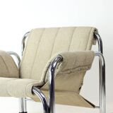 Lounge chair by viliam chlebo in chrome and linen, kodreta 1979