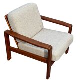 Vintage Scandinavian armchair in teak and wool - 1960s