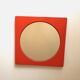 Vintage round mirror, enamelled metal square frame, 1970