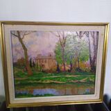 Painting by rene beauclair (1875-1960) painter of montauban the lespinet canal