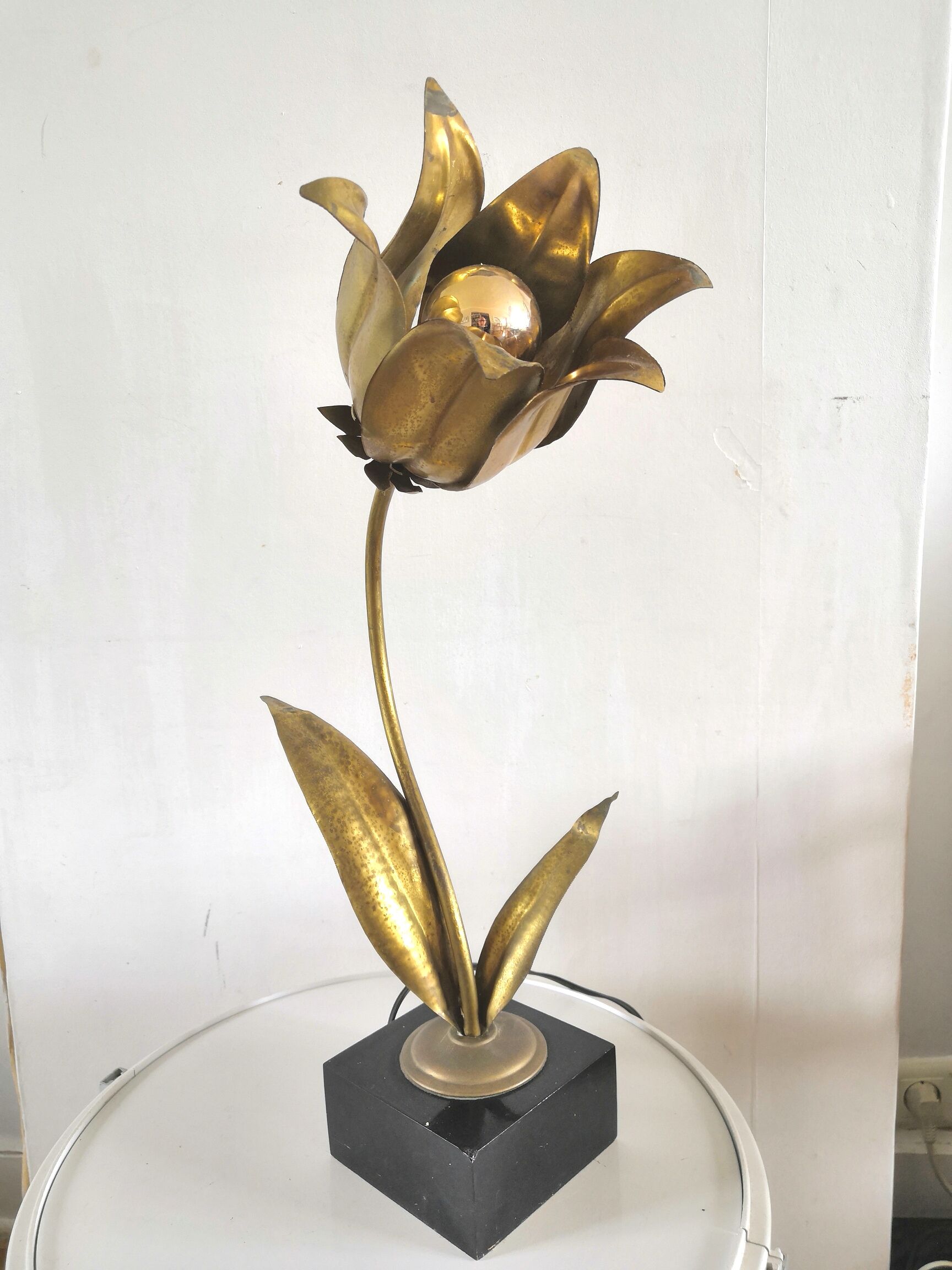 Tulip flower lamp in brass design 60s - 70s