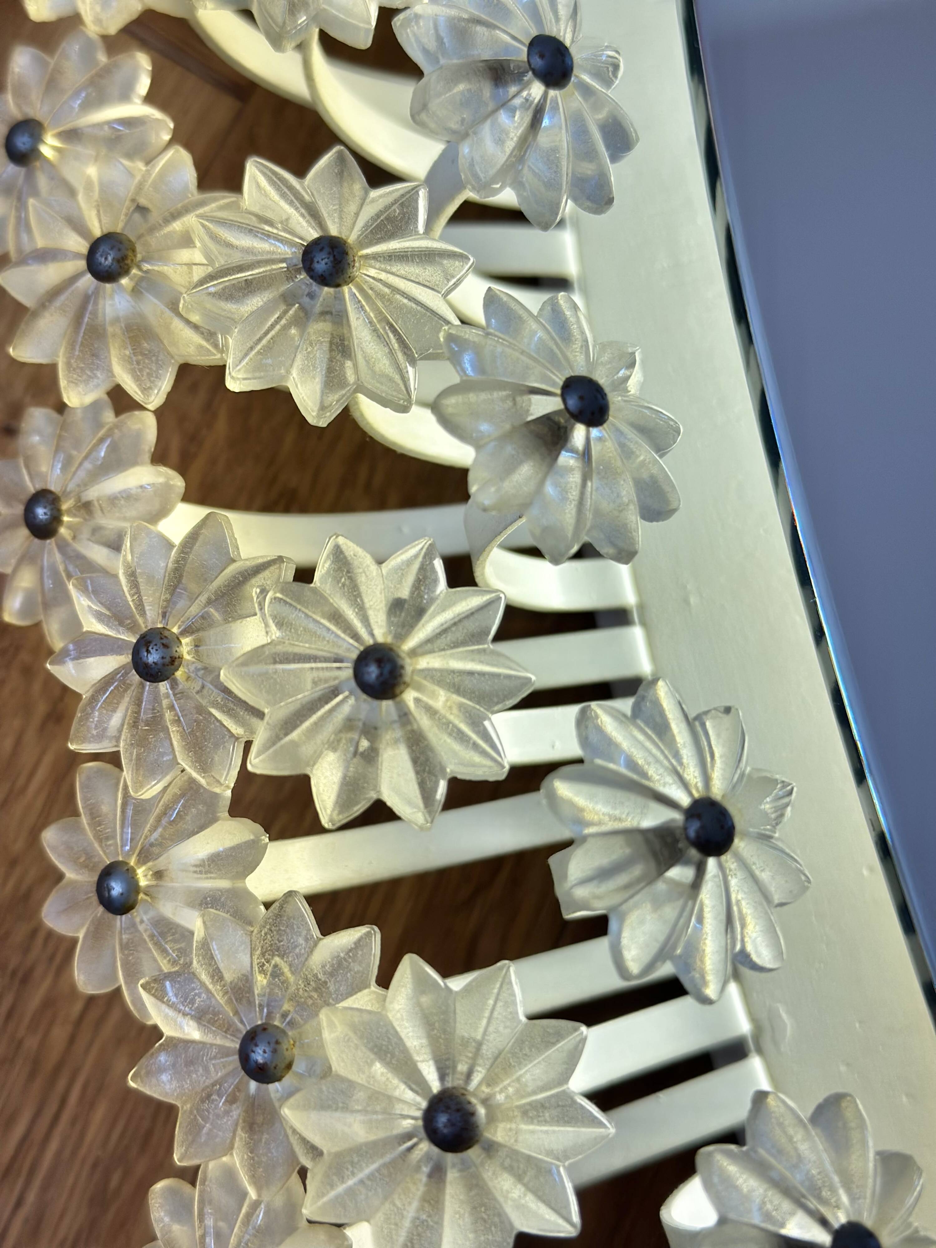 Miroir à fleurs vintage avec éclairage Emil Stejnar Rupert Nikoll