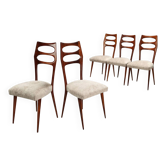 Chaises vintage en hêtre et tissu, design, Italie, années 1950, restaurées