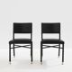 Jacques Quinet paire de chaises cuir noir laiton 1950
