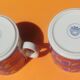 Two mugs/cup in porcelain from Villeroy and Boch decoration boat / plane made in Luxembourg