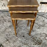 Set of 3 Vintage Nesting Tables with Turned Wooden Legs #D592