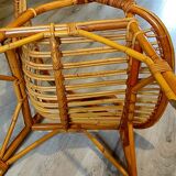 Fauteuil osier vintage 1970