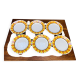 6 Sunflower dinner plates by Digoin Sarreguemines, vintage