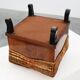 Art Deco walnut stool with original velvet upholstery, Italy 1920s