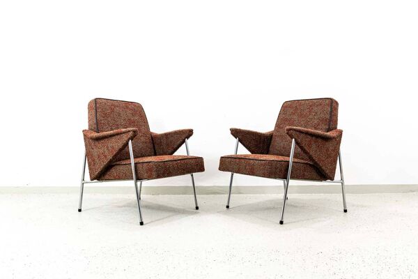 Chaises en métal vintage ''Bat'' Pologne, années 1960, ensemble de 2