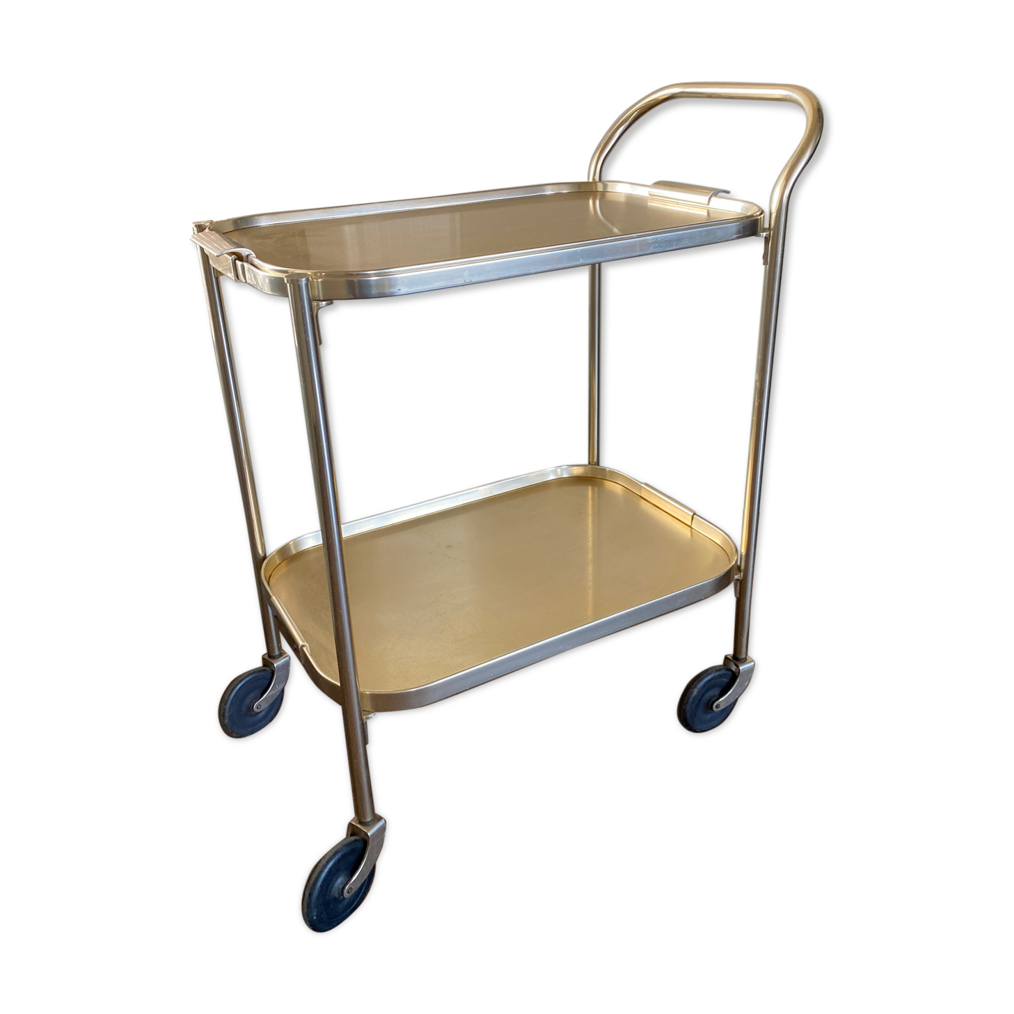 Chariot de service de régence du milieu du siècle en or de Kaymet, années 1950