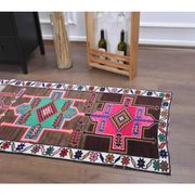 Vintage Turkish Hand-Knotted Wool Cotton Brown Runner 81x347