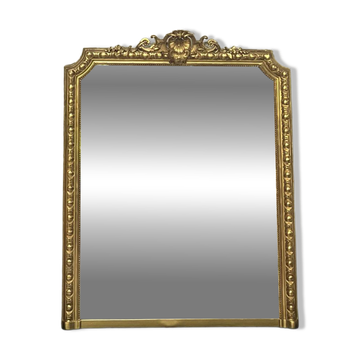 Napoleon III fireplace mirror 150.5/120cm, gilded with gold leaf.