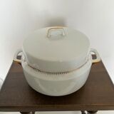 Large white tureen with gold edges art deco style