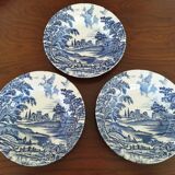 8 blue & white soup plates Broadhurst, Lunéville, Myott and Royal Sphinx Regout Maestricht