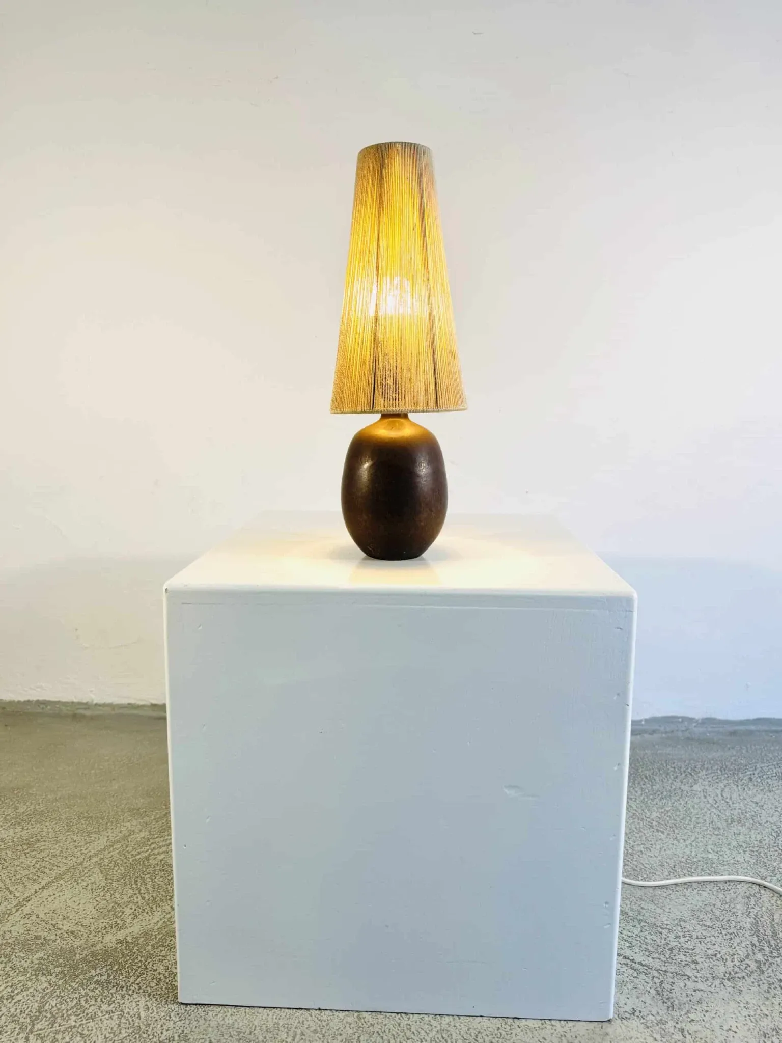 Ceramic And Sisal Table Lamp By Agne Aronsson, Sweden, 1960S