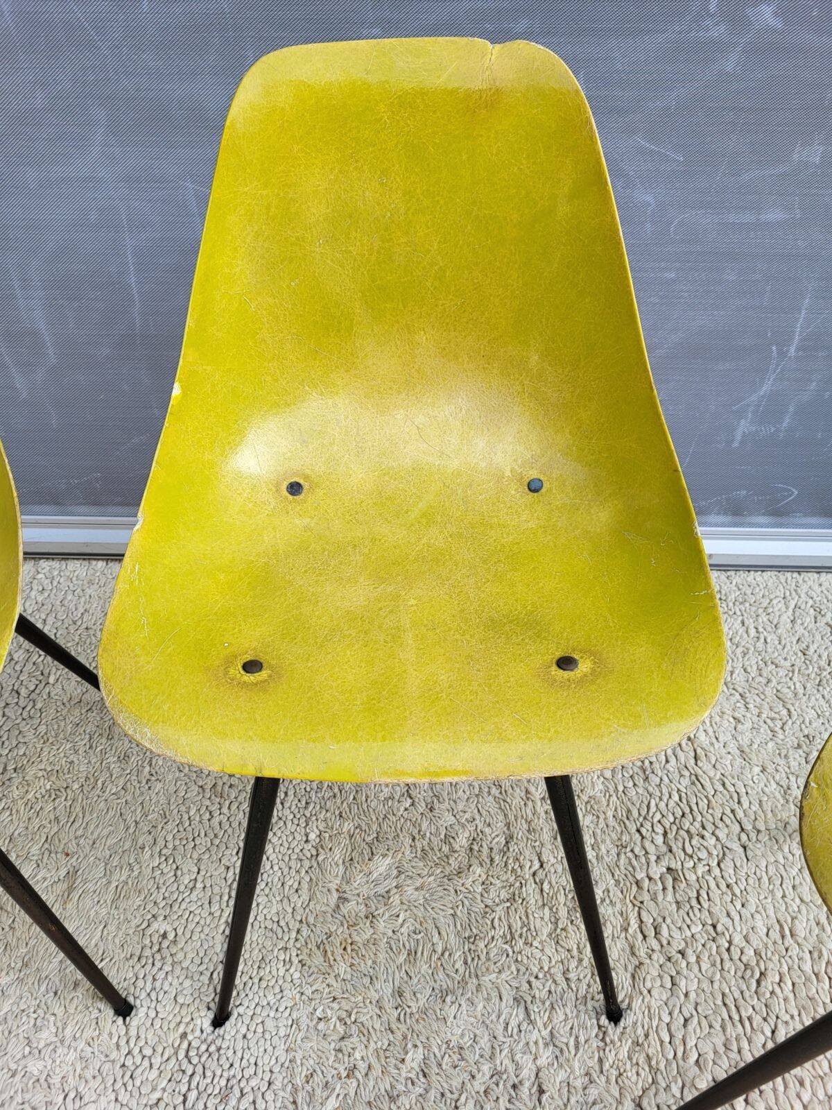 4 chaises Coccinelle René-Jean Caillette pour Steiner 1950