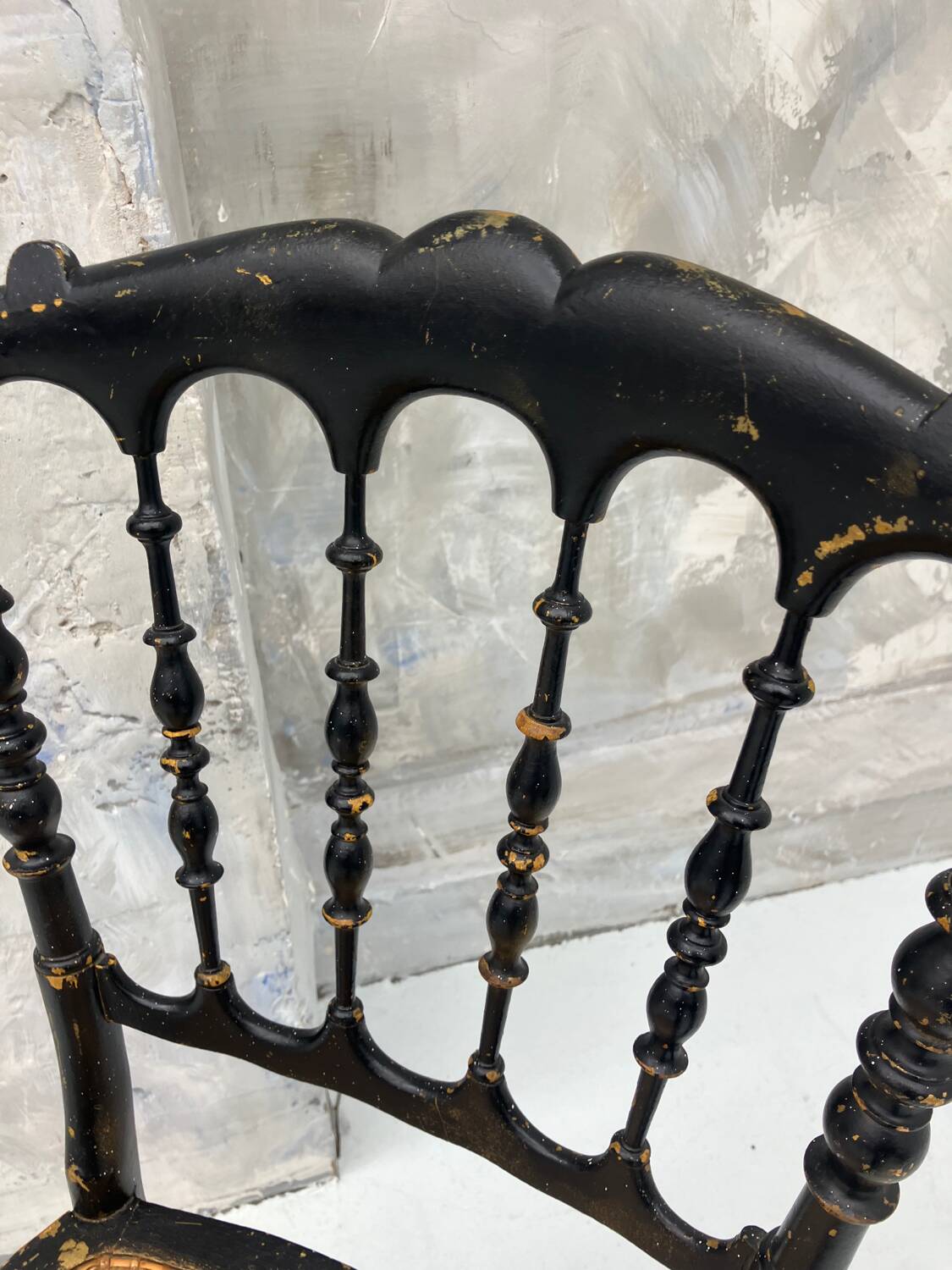 Napoleon III chair in blackened wood and cane