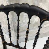 Napoleon III chair in blackened wood and cane