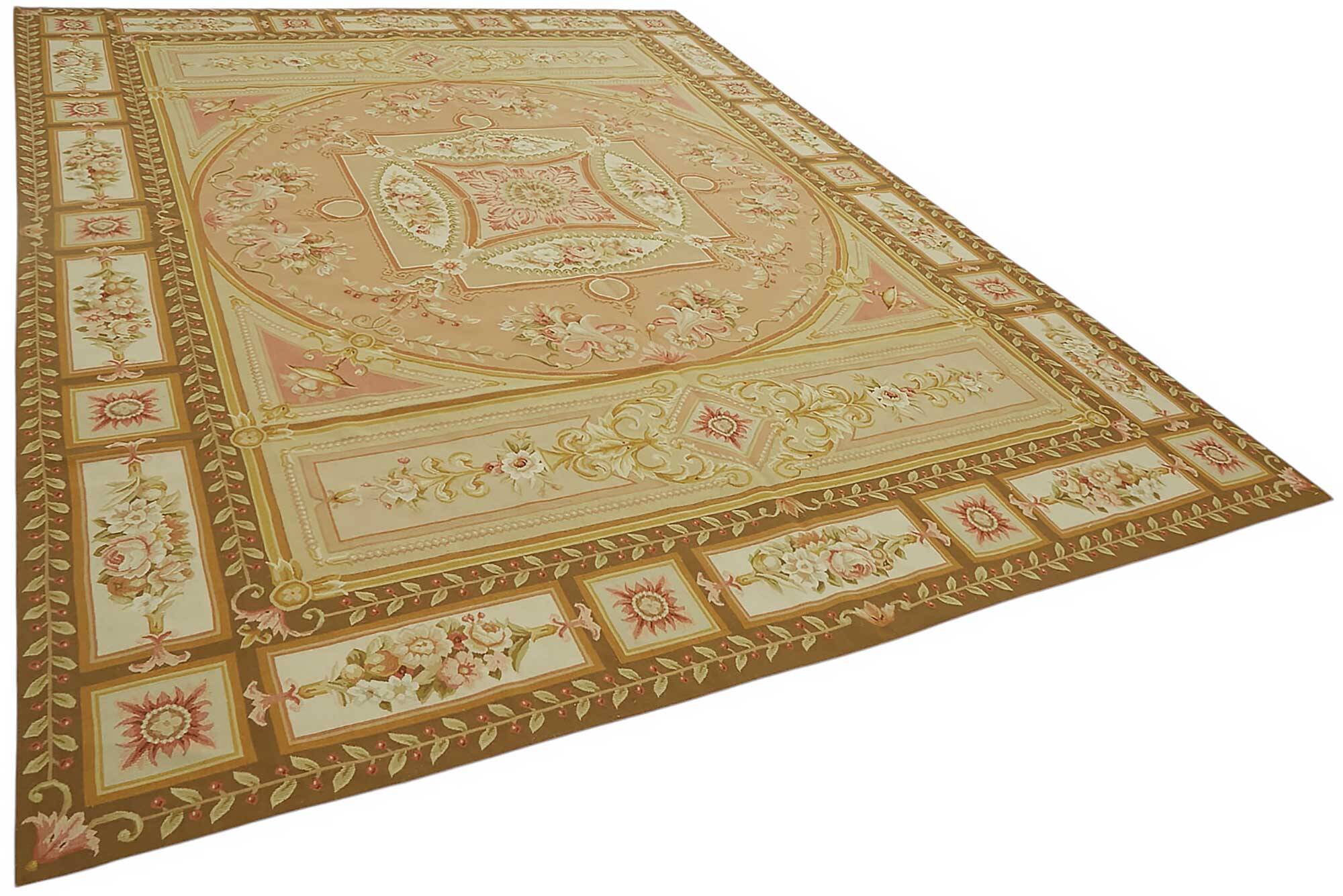 Handmade European Vintage Aubusson Kilim 268 cm x 373 cm