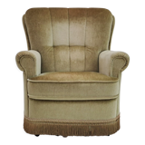 Danish velour armchair, original condition, beech wood, 80s