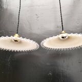 Pair of opaline pendant lights