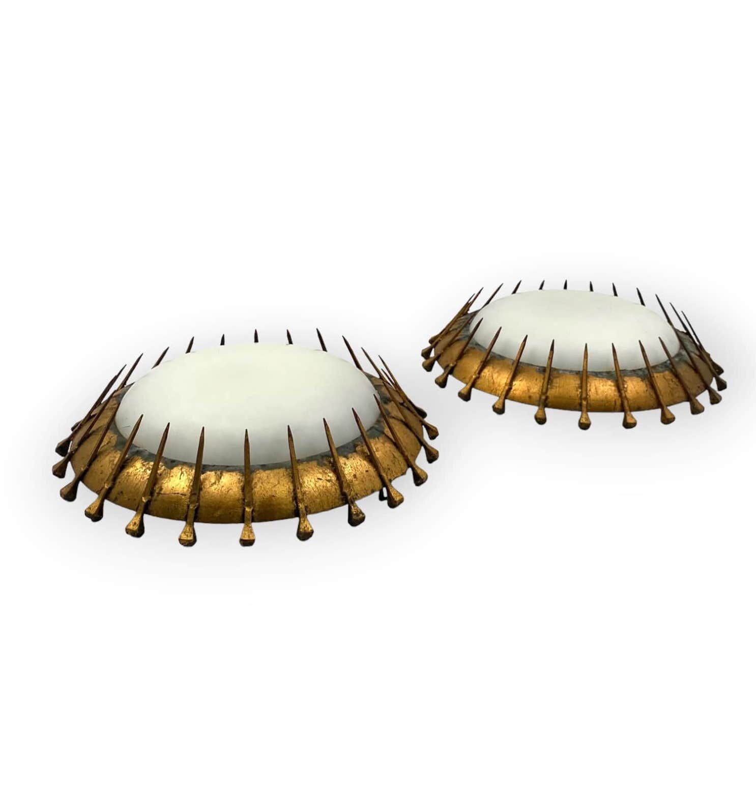 Set of 2 Brutalist sconces, France 1960s