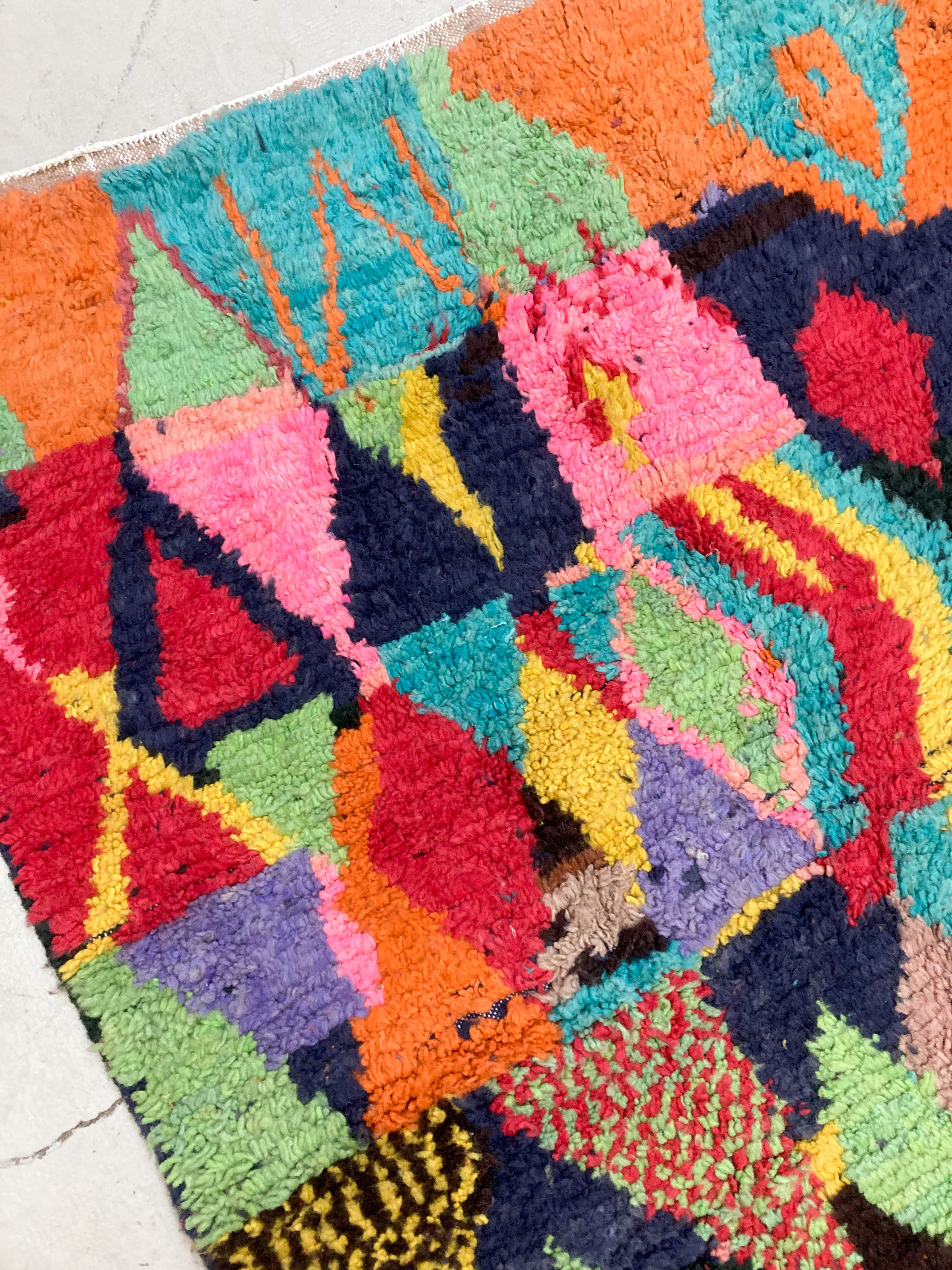 Moroccan Berber rug Boujaad with multicolored patterns 242x143cm