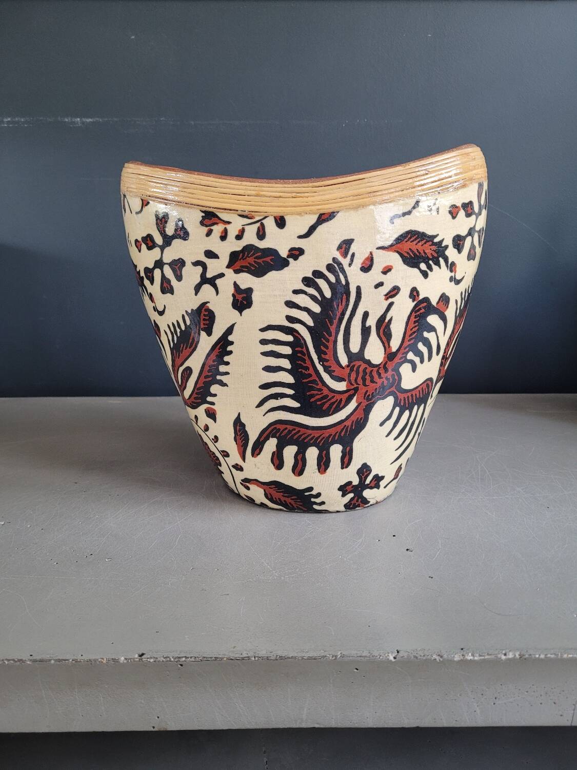 Terracotta and patterned canvas planter