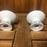 Pair of FRANCOISE SAGET Porcelain Candlesticks Flower Decor #A413
