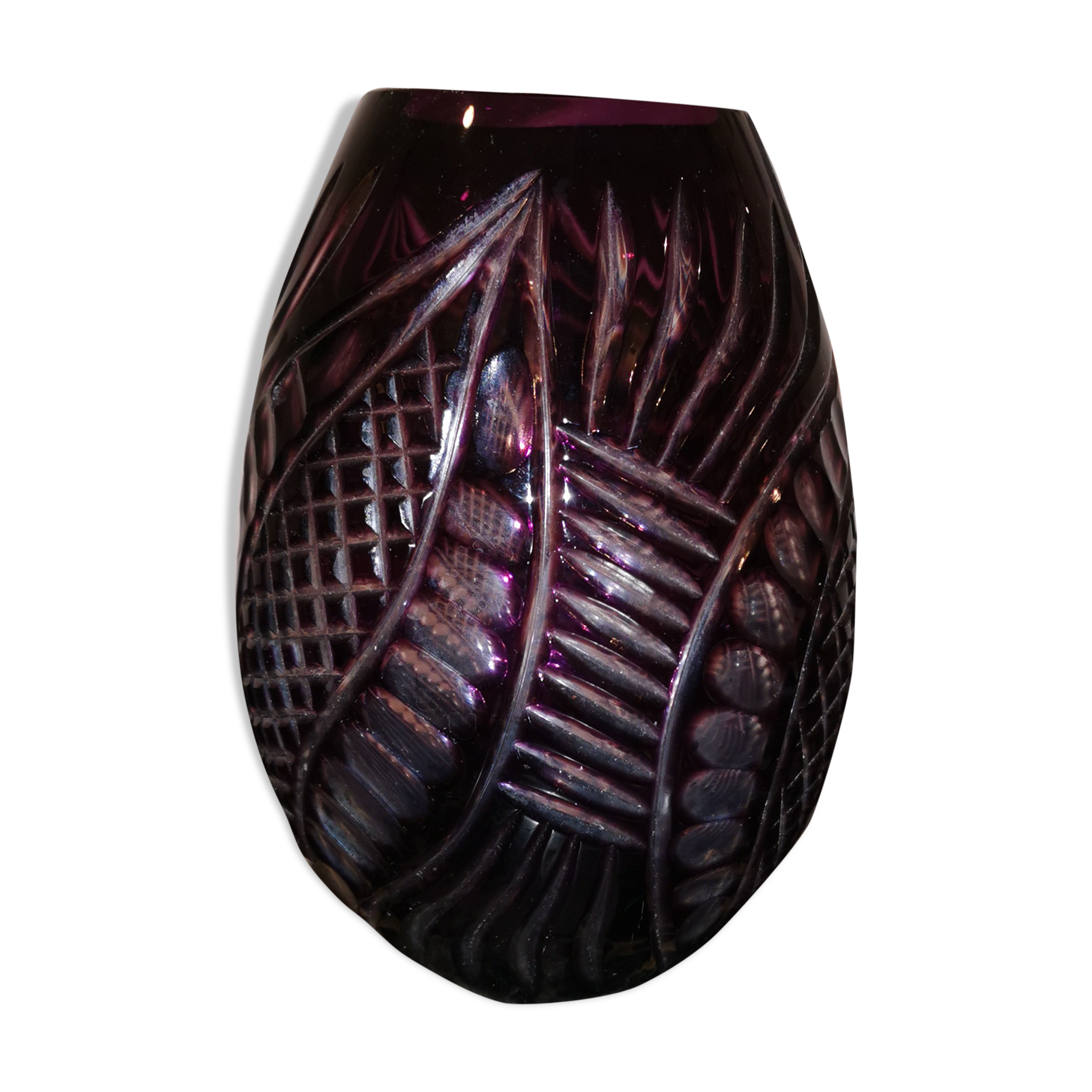 Bohemian crystal purple vase