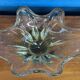 Large amber blown glass corolla bowl, Murano style