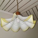 Suspension vintage glass opaline white yellow designs