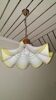Suspension vintage glass opaline white yellow designs