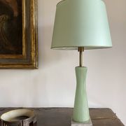 Mid-century modern green Murano glass Table lamp, Barovier & Toso style  Italy, 1940s