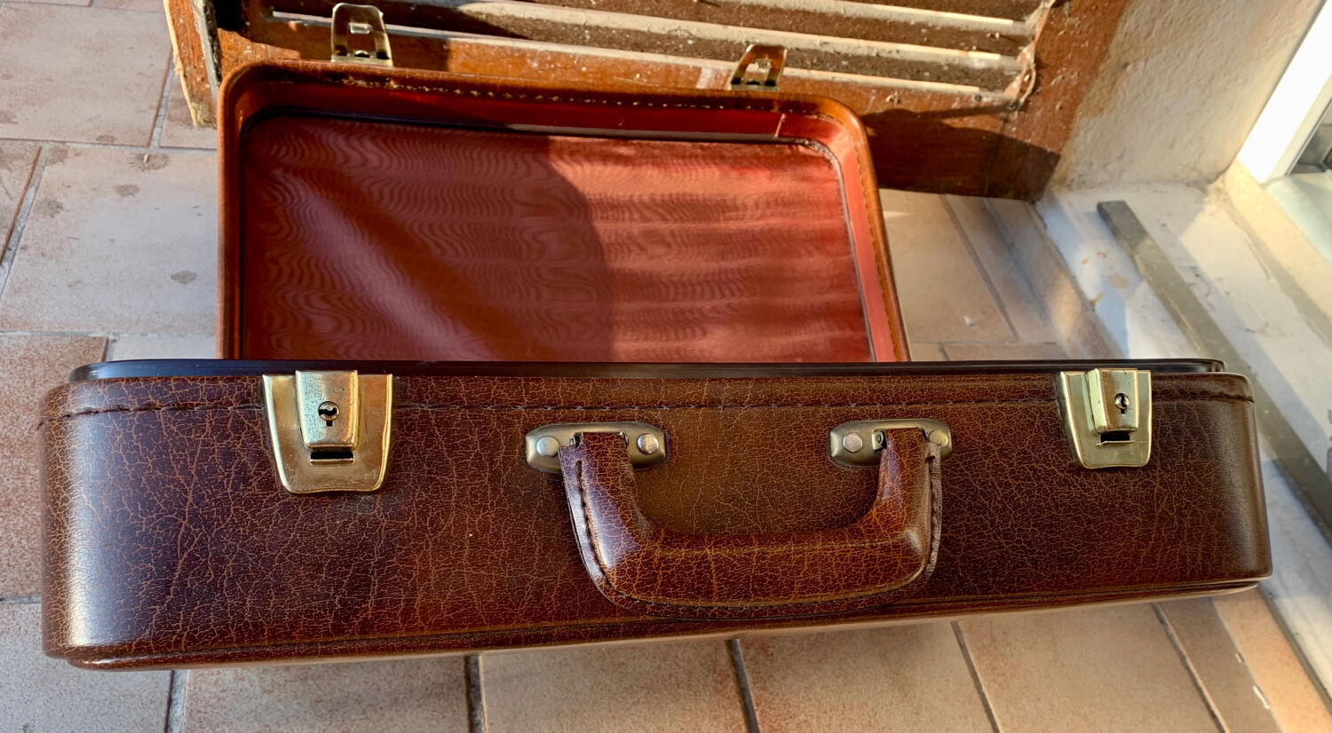 Antique leather suitcases