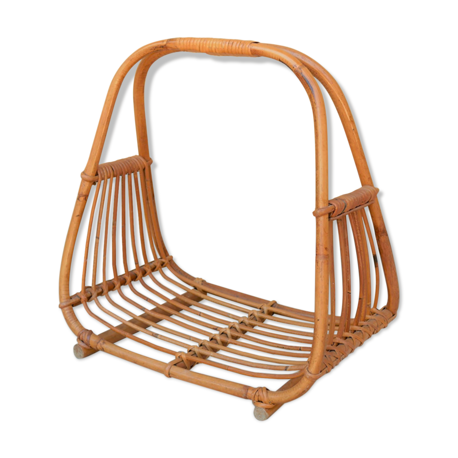 Vintage rattan log holder