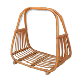 Vintage rattan log holder