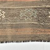 3x12 Brown Mustard Turkish Kilim Runner Rug 101x353Cm