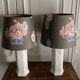 Paire de lampes Hollywood Regency en céramique imitation bambou XXe