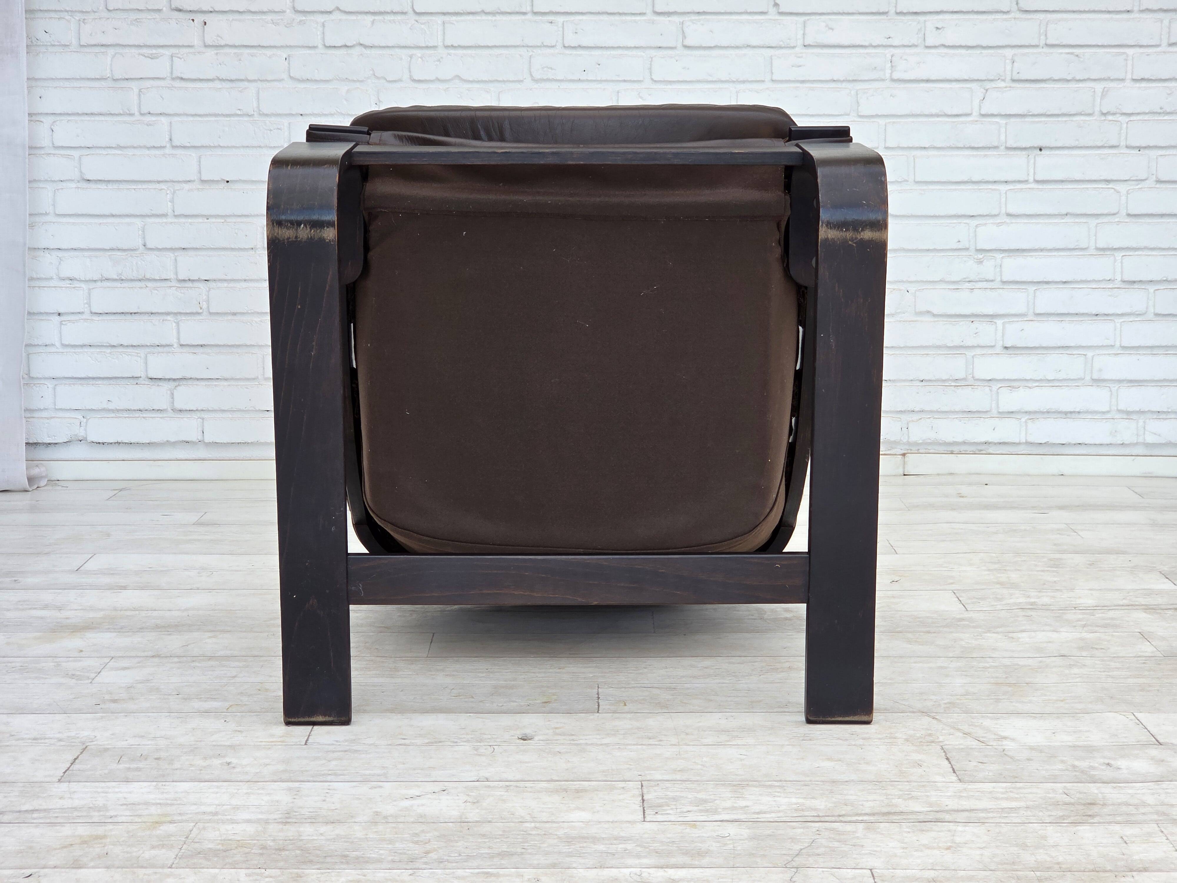 1970s, Swedish design by Åke Fribytter, armchair, furniture leather.
