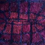 Mid-century Modern Bordeaux Red Rya Rug by Gull-Britt Johansson for NIAB, Sweden