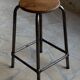 Old workshop stool in steel and beech