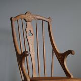 Danish high-back armchair in solid oak with leather cushion, mid-century, 1950s.